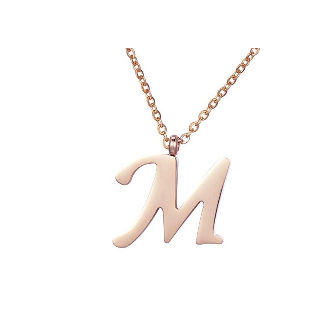 Social Morella Collar de Oro Rosa y Acero Inoxidable con Colgante Letra M