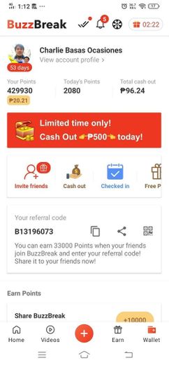 BuzzBreak use my referral code B13196073 to get 100 