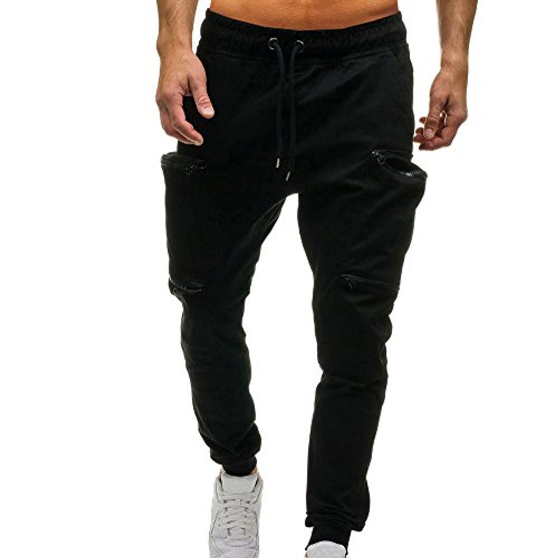 Fashion LANSKIRT_Pantalones de Trabajo Hombre Pantalones Deportivos con Cremallera y Bolsillos de Joggers