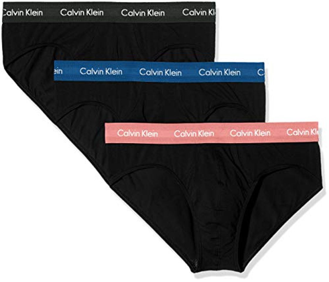 Moda Calvin Klein Hip Brief 3PK Bóxer, Negro