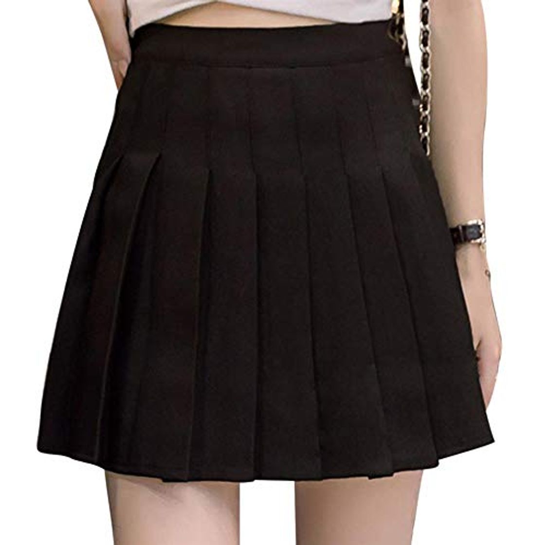 Social PINKE La Falda Plisada De Color Sólido De Las Mujeres Anilla La