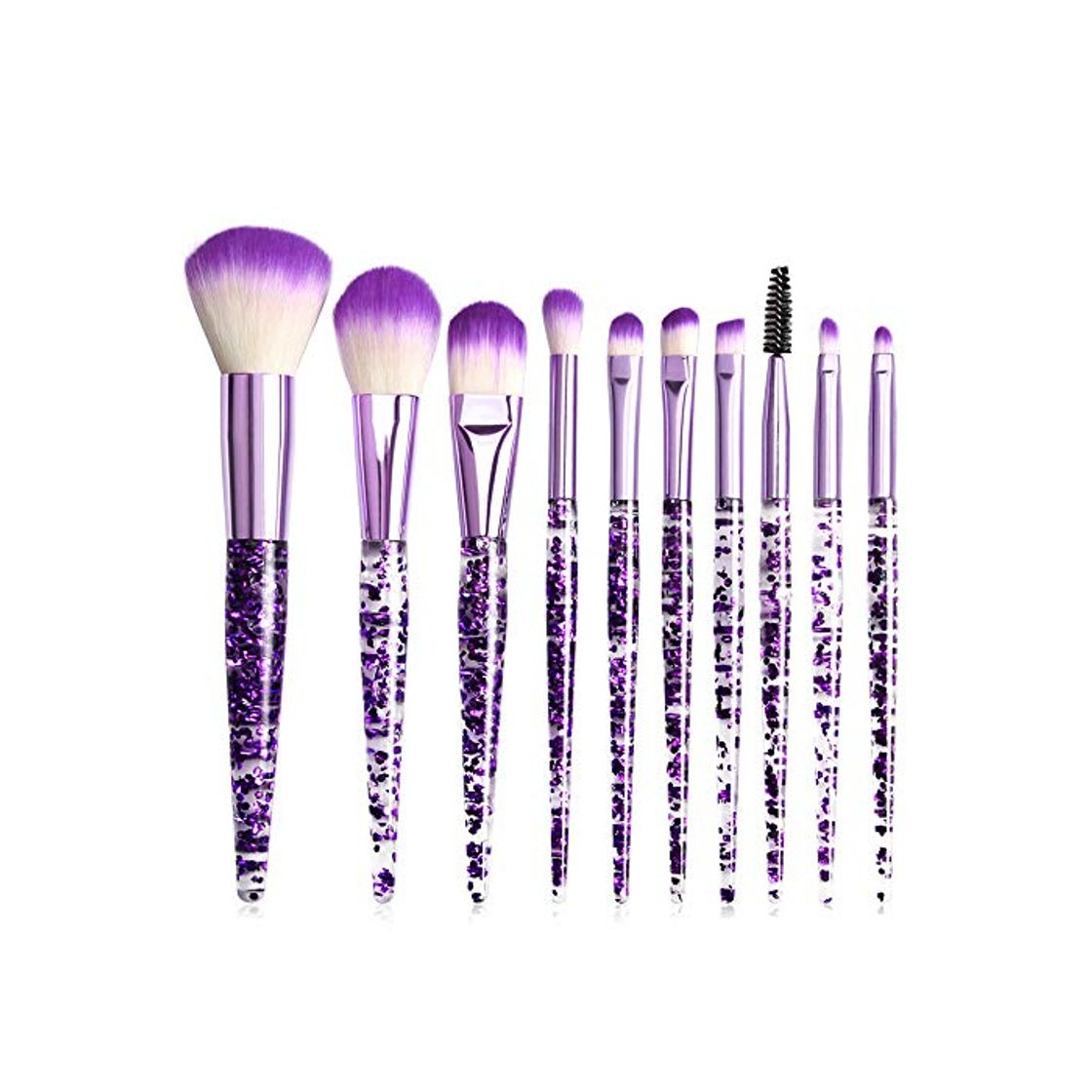 Producto Bling Crystal Glitter Brochas de maquillaje con PU, paquete de 10 piezas