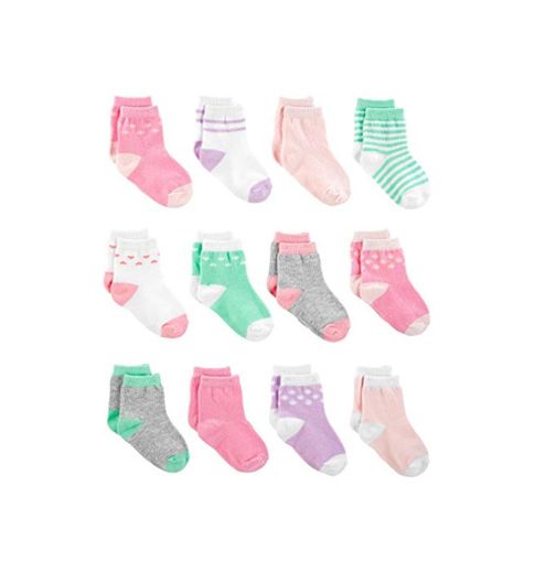 Simple Joys by Carter's paquete de 12 calcetines para niñas ,Pink