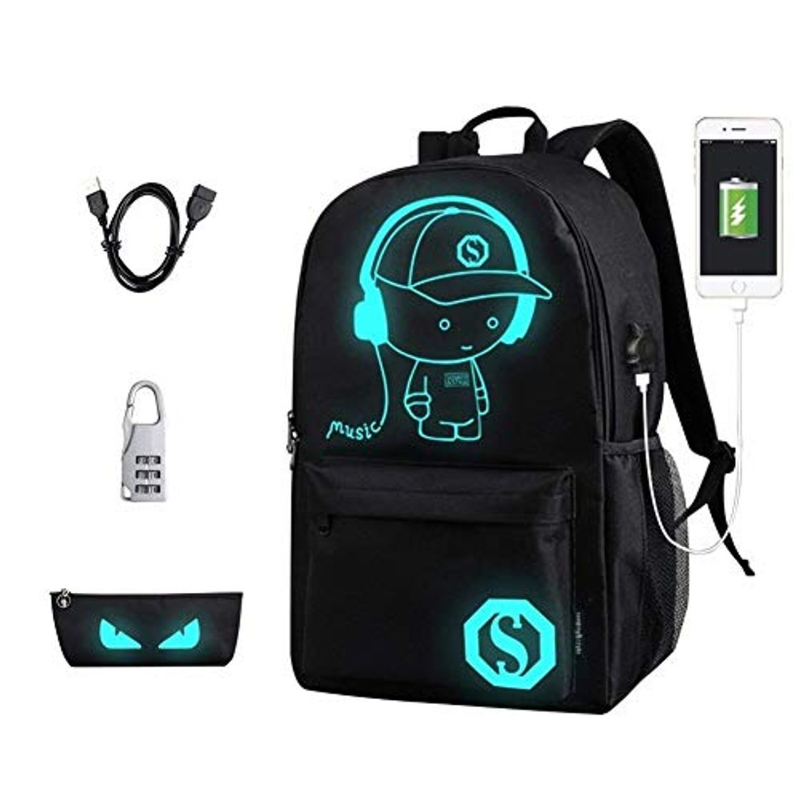 Social Mochilas Escolares, Mochila Luminosa de Anime Mochila Mochila de Hombro con Mochila