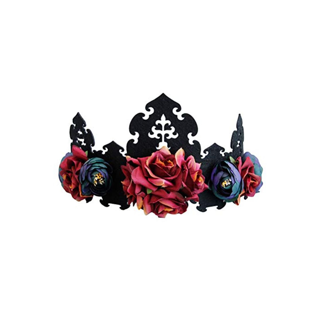 Social Lurrose Halloween negro gótico diadema rosa flor corona pelo aro vestido de lujo tocado para la fiesta de boda fotografía de vestuario