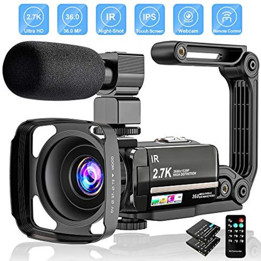 Videocámara Digital 2.7K UHD 36MP Vlogging Camera para Youtube IR Night Vision