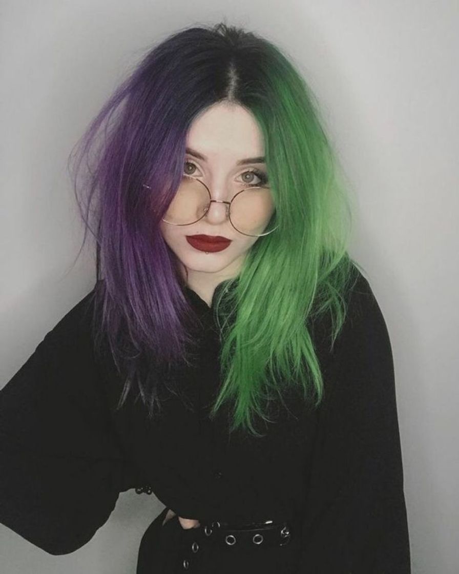 Moda Cabelo Roxo e Verde