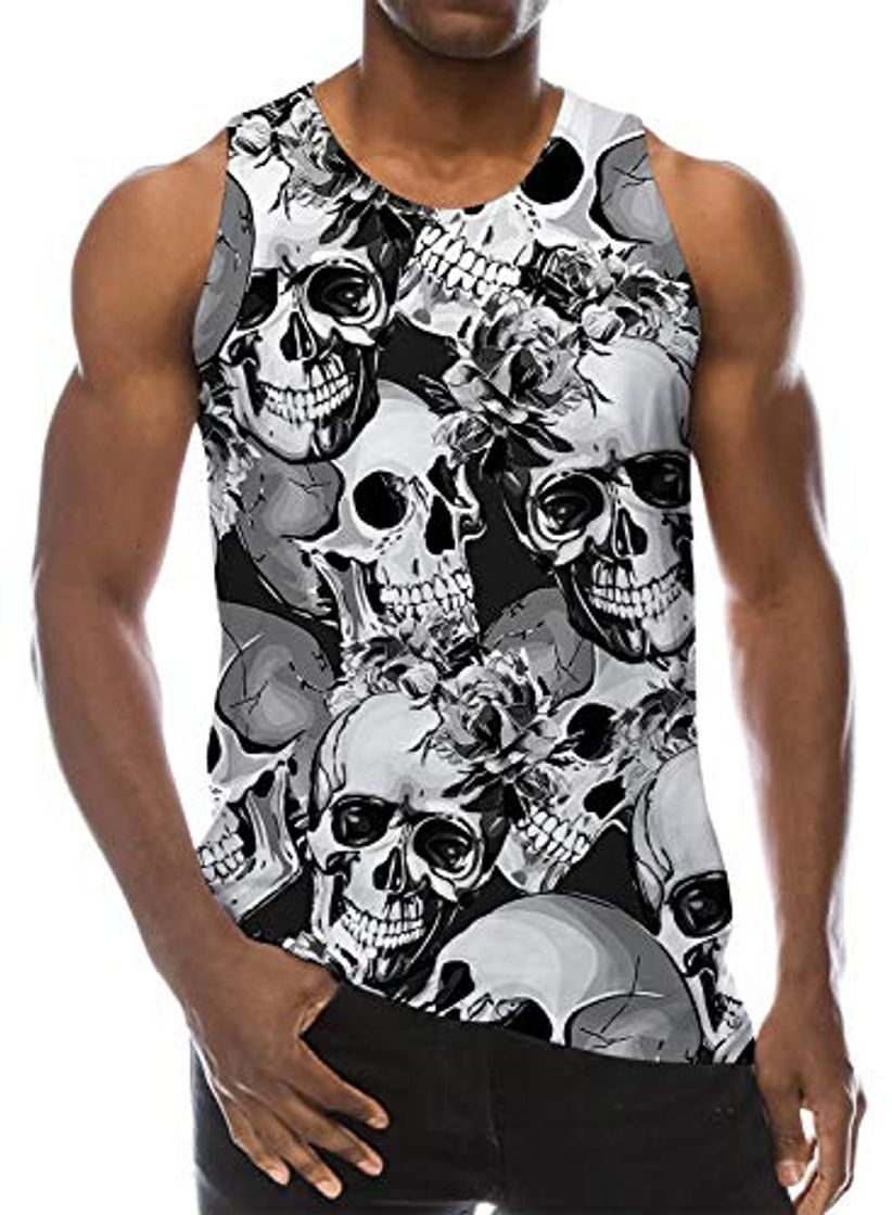 Producto Loveternal Mens Vest CráneoCamiseta 3D Impreso Tank Top Casual Verano sin Mangas Tees L