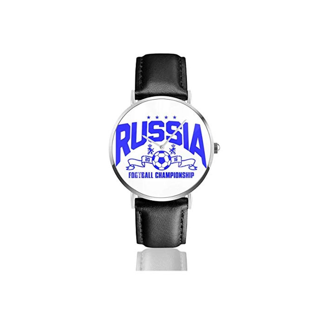 Fashion Casu Unisex de negociosal Euro 2016 Fútbol Rusia Estrellas Relojes Blancos Reloj de Cuero de Cuarzo