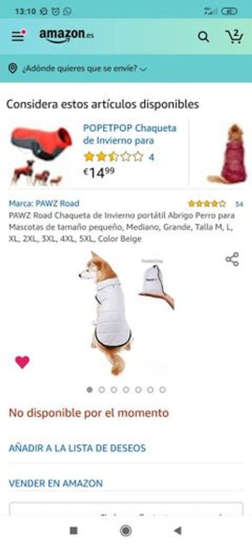 Chaqueta para perro