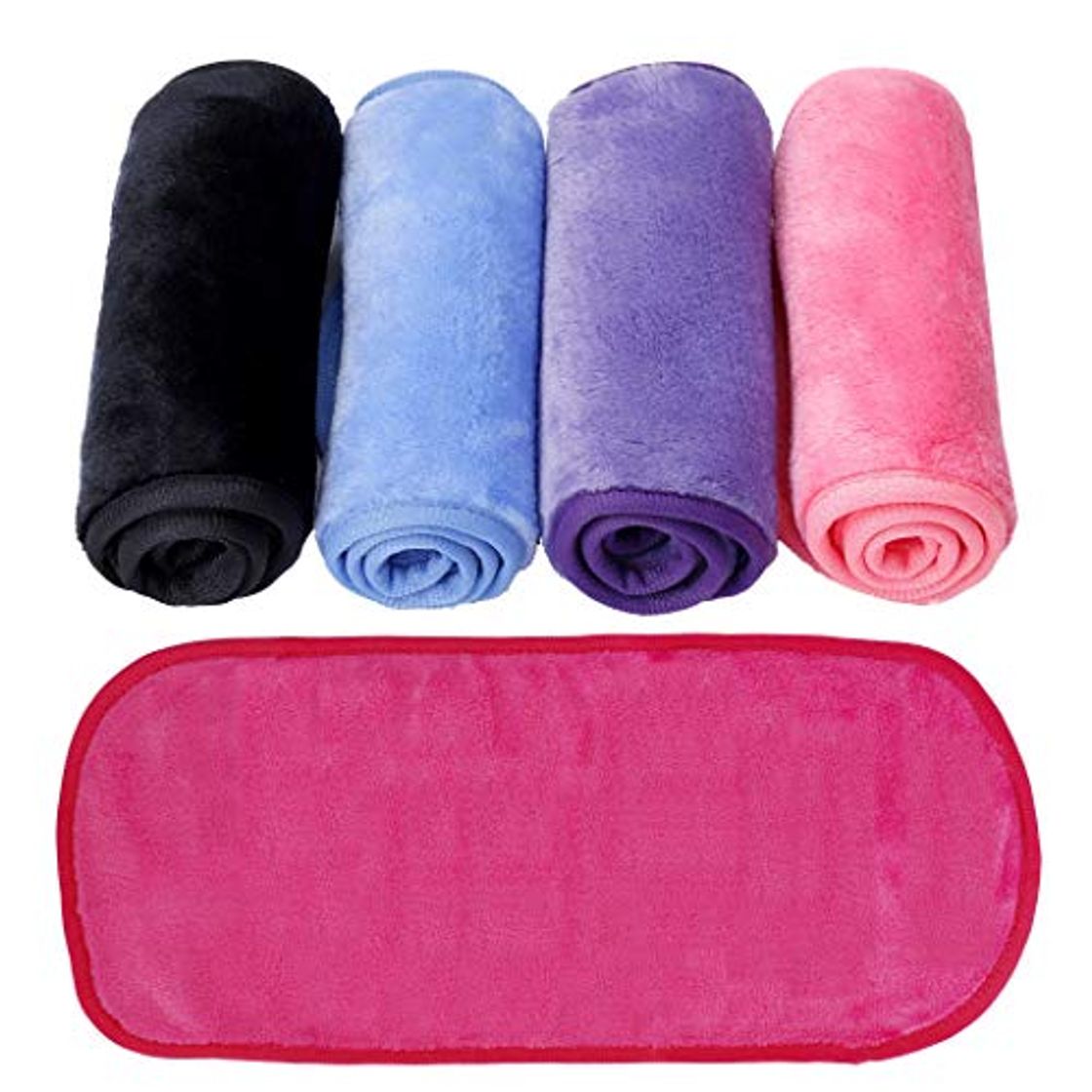 Producto Toallitas Desmaquillantes Microfibra 5 Piezas Facial Toalla Desmaquillante Lavable y Reutilizable Makeup Remover Cloths Para limpieza de facial suciedad aceites y cosméticos 40cm x 16cm