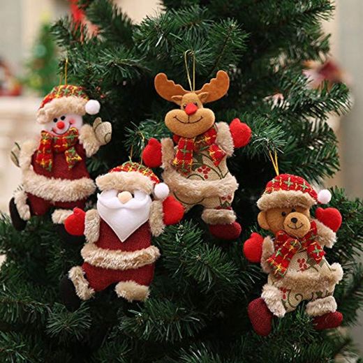 PiniceCore 4PZA Feliz Navidad Adornos de Navidad Regalo de Santa Claus muñeco de Nieve del árbol de Juguete Cuelgue para el hogar Enfeites De Natal