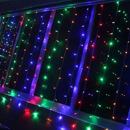 Landishion 3X3m 300 lámpara LED Adornos Cortina Año Nuevo Luces Adornos navideños