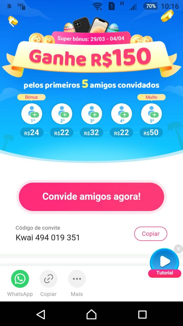 Fashion App que paga por ver videos. Use o codigo Kwai494019351