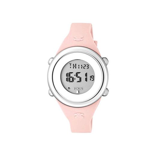 Reloj Tous Soft Digital de acero con correa de silicona rosa Ref