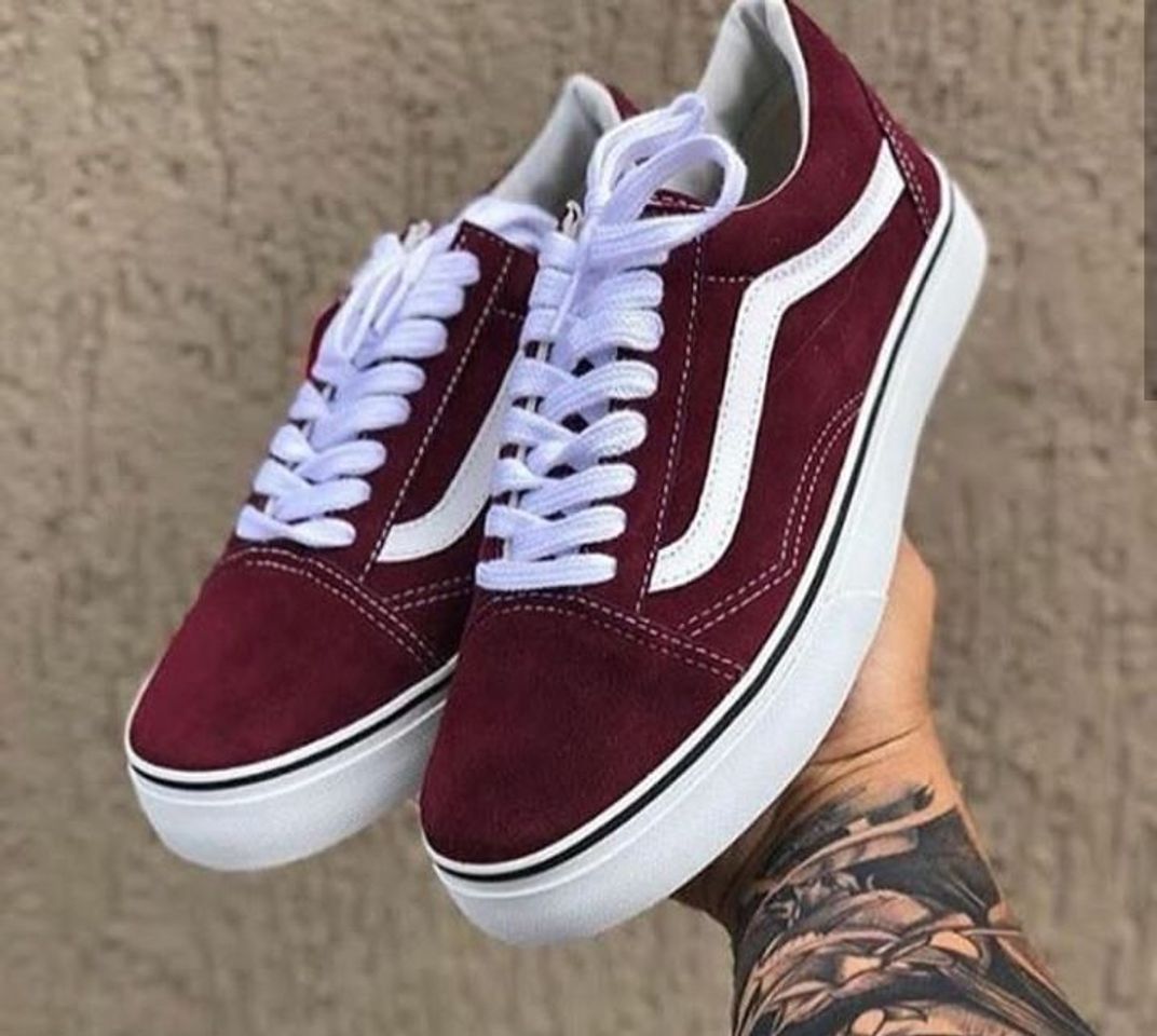 Moda Vans Old Skool Platform, Zapatillas de Entrenamiento para Mujer, Rojo