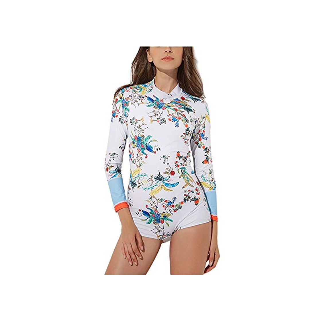 Fashion Las mujeres traje de surf Una pieza de la mujer impresa surf traje de baño trajes de baño Zip protección UV Vintage Floral impreso para surf buceo buceo traje de baño blanco Trajes de baño de una piez