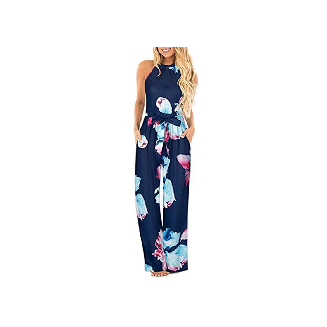 Moda SUNNSEAN Monos Monos de Vestir Mujer Verano Fiesta Elegante Tirantes Mono Largo Impresión Floral Mameluco de Playa Jumpsuit Pantalones Anchos Coctel Playa Boho Monos de Petos