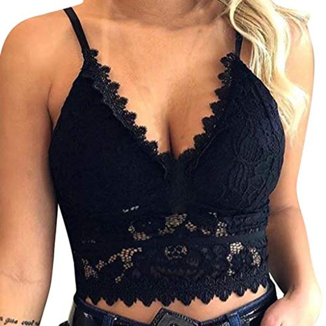 Producto Mujeres Sujetador de Encaje Elasticidad Blando Sujetadores Top con Acolchado Ropa Interior de Borde Encaje sin Costuras Chaleco riou