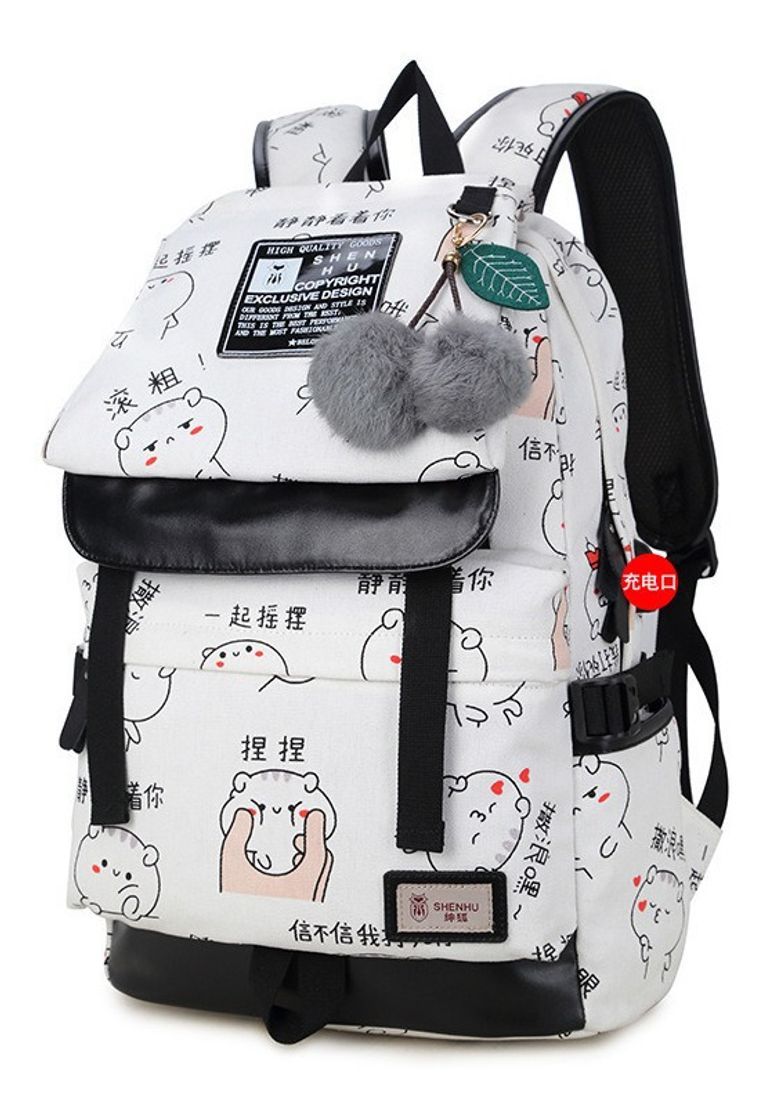 Producto Mochila kawaii estilo coreano juvenil con puerto USB