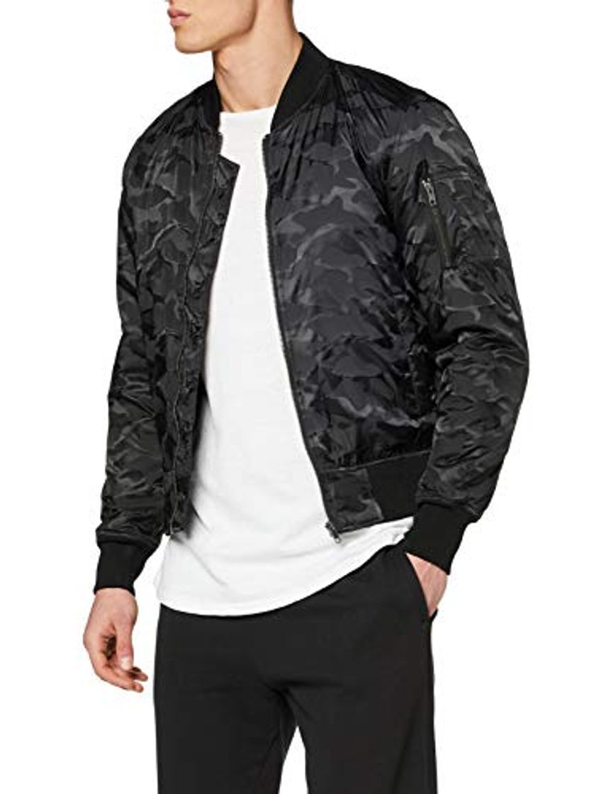 Moda Urban Classics Tonal Camo Bomber Jacket Chaqueta, Negro