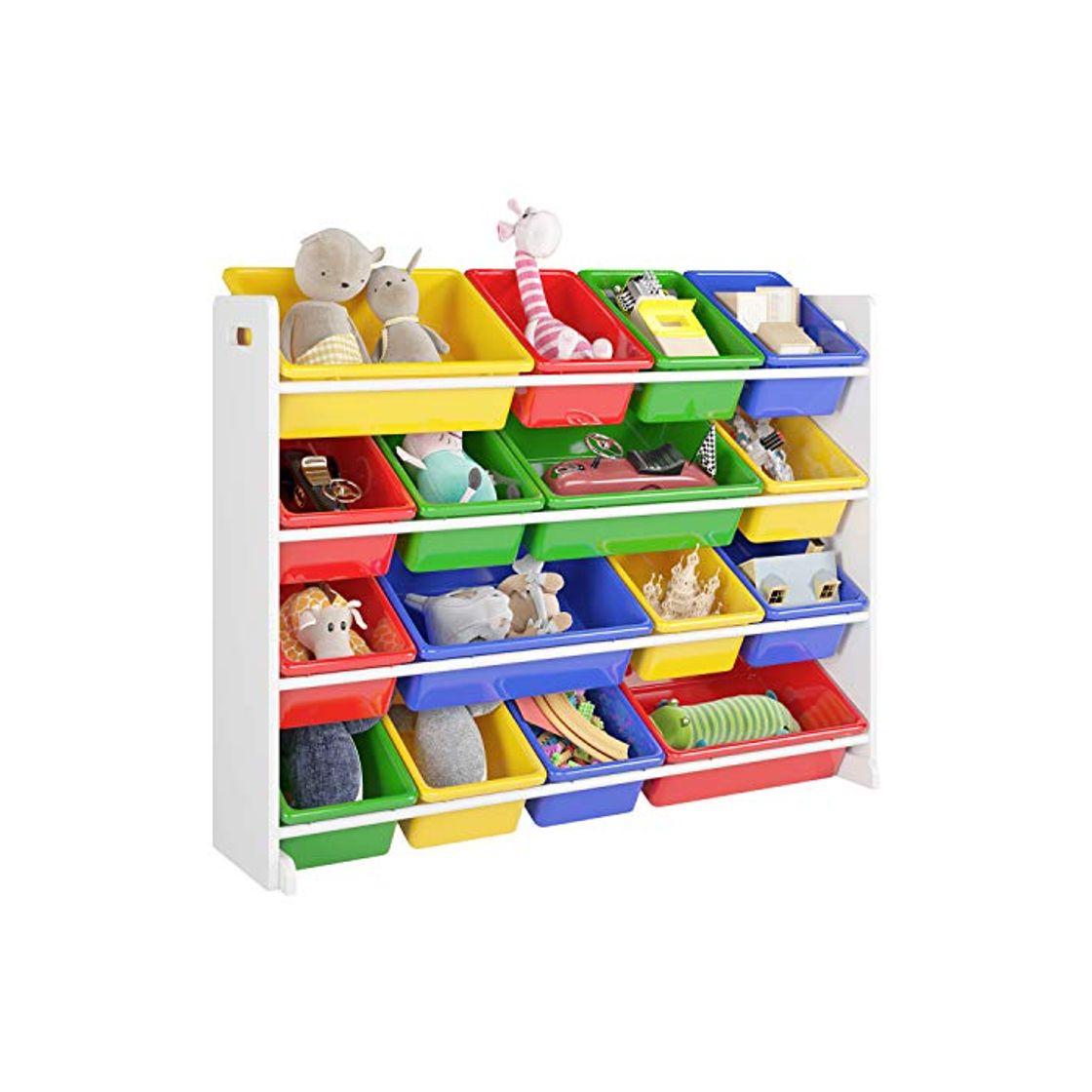 Product Homfa Estantería Infantil para Juguetes Organizador para Juguetes Almacenamiento Juguetes con 16 Cajas de 4 Niveles 105x23x80cm