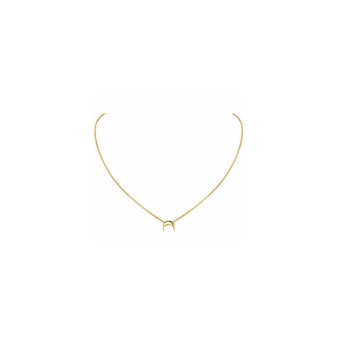 Social ChicSilver Luna Media Pequeña para Collar de Mujeres Plata de Ley 925