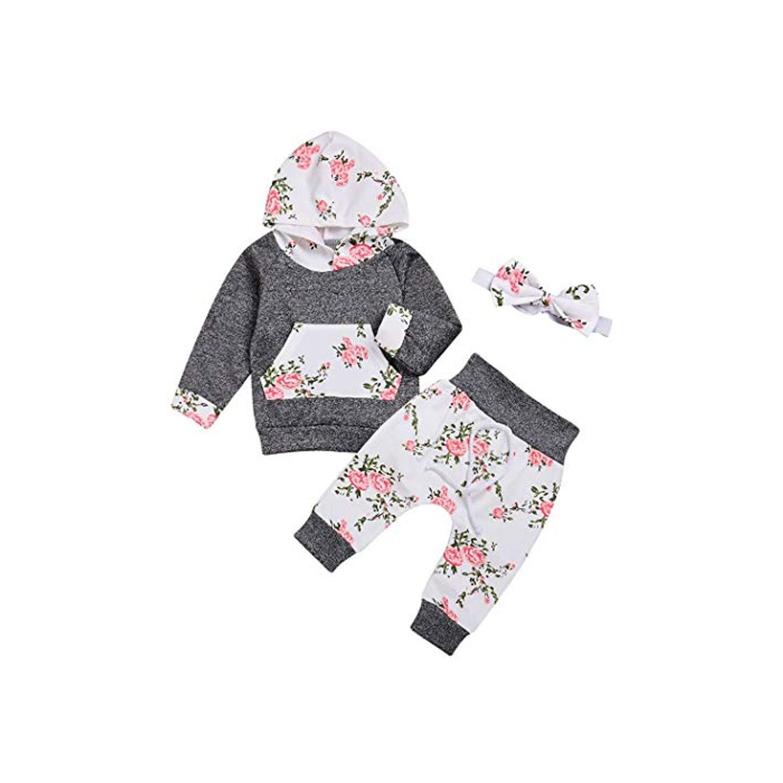 Social Edjude Conjuntos Floral Bebé Niñas Manga Larga Trajes de Sudaderas Pantalones con