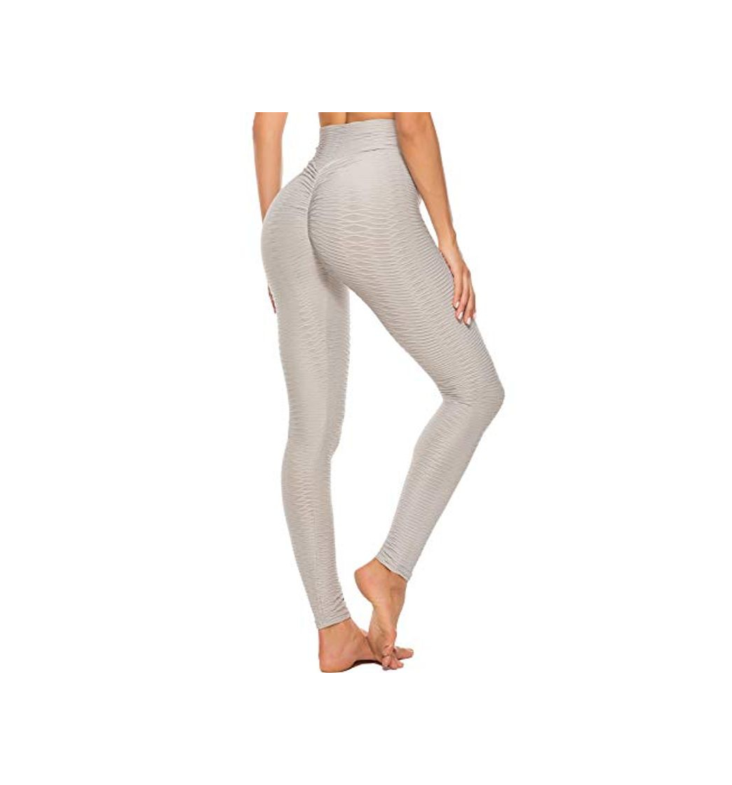 Social FITTOO Mallas Leggings Mujer Pantalones Deportivos oga Alta Cintura Elásticos Transpirables Gris XL