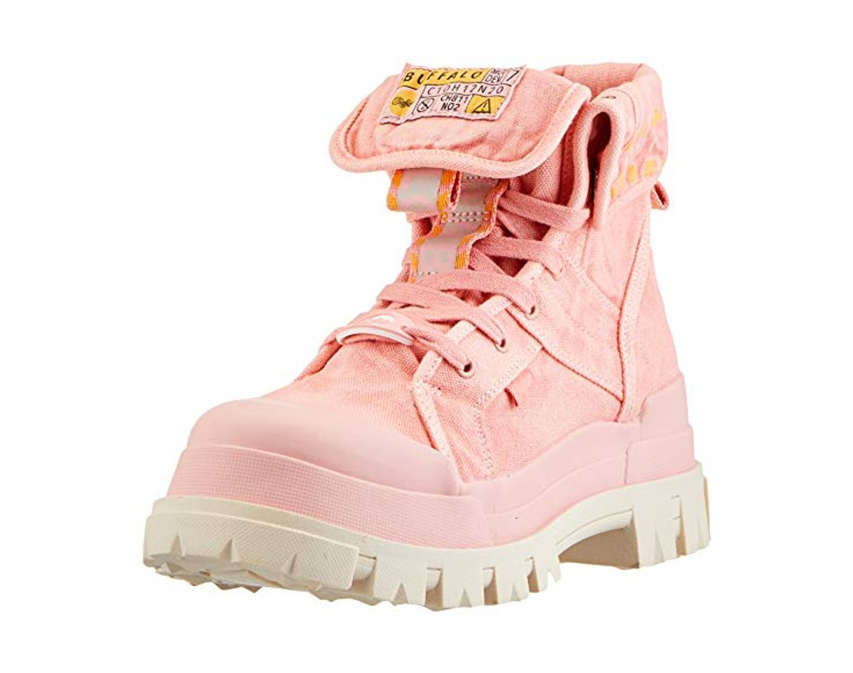 Moda Buffalo Panthera Hi, Botas Militar para Mujer, Rosa