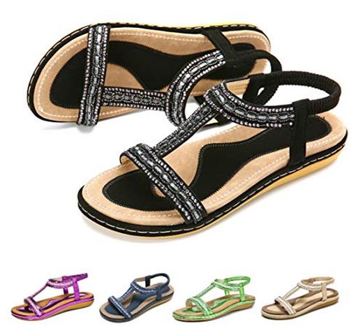 gracosy Sandalias Planas Verano Mujer Estilo Bohemia Zapatos para Mujer de Dedo
