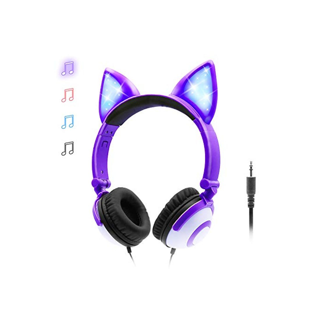 Social ONTA Auriculares para Niños con LED Brillante De Gatos Monos para Oído,