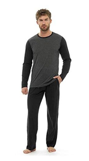 Pijama Hombre Invierno Sudadera Gimnasio 100% Algodón Mangas Largas Set Suave Cómodo