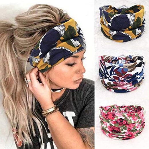 Zoestar Boho diademas anchas para la cabeza con estampado elegante para yoga,