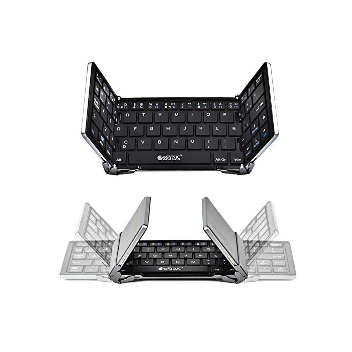 Social ESYNiC Mini Bluetooth3.0 Teclado Inalámbrico Tri-Plegable de Diseño Español Perfecto para iphone