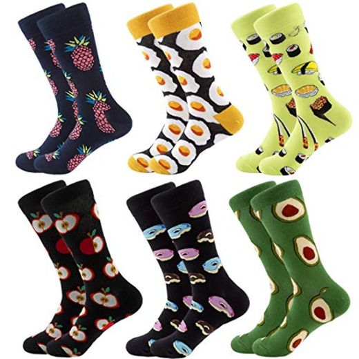 RedMaple Calcetines coloridos para hombre – calcetines de vestir de algodón con