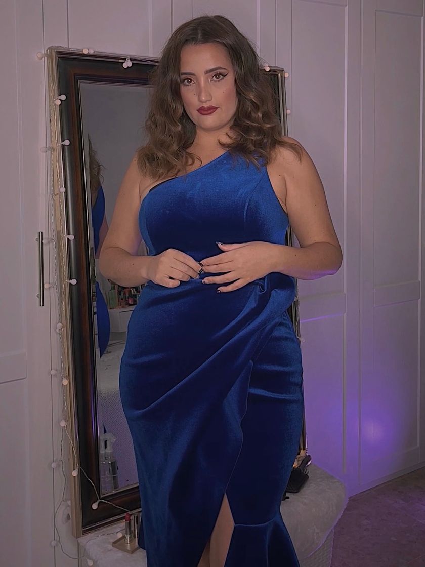 Fashion Vestido curve terciopelo azul