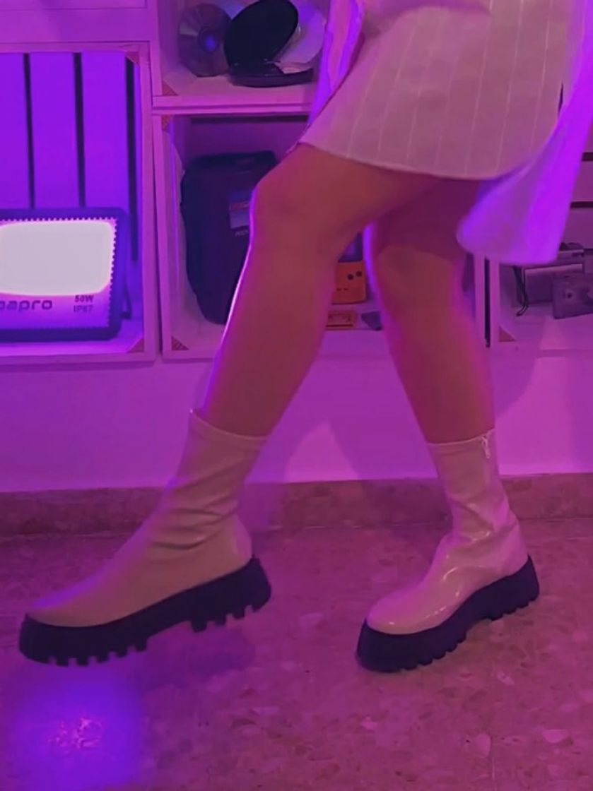 Fashion Botines calcetín crema