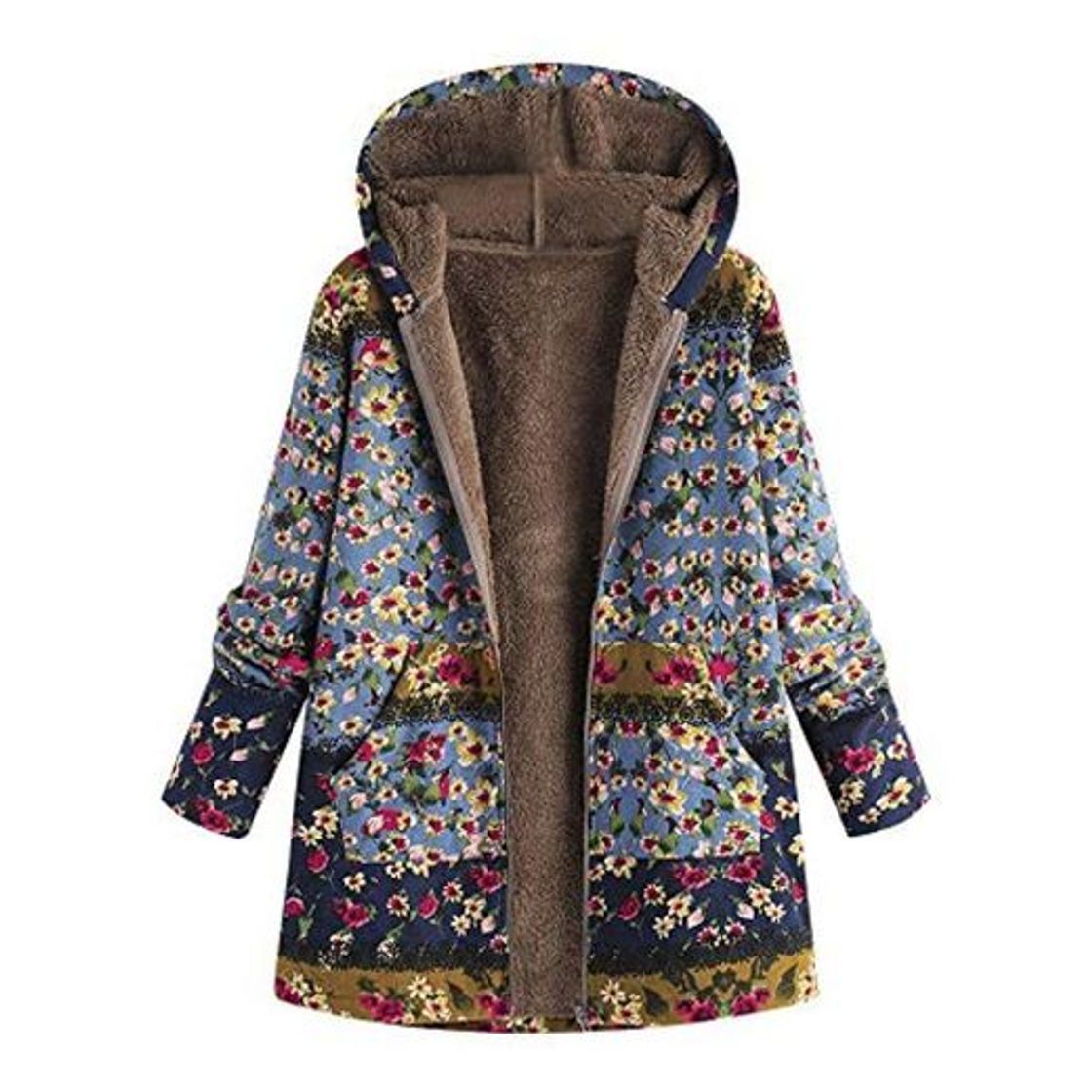 Social Abrigo De Invierno Mujer Libre Abrigos para Mujer Rebajas Talla Grande Abrigo con Capucha De Manga Larga Vintage Cremallera Señoras Abrigos con Bolsillos Gruesos De Lana riou
