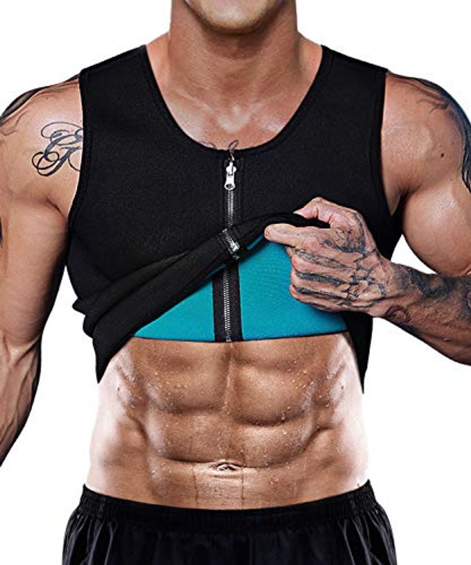 Moda LaLaAreal Faja Reductora Adelgazante Hombre Neopreno Camiseta Reductora Compresion de Sauna Deportivo