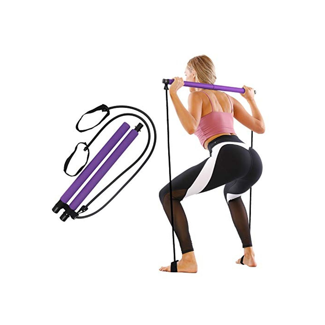 Social GLKEBY Kit de Barra de Pilates con Banda de Resistencia