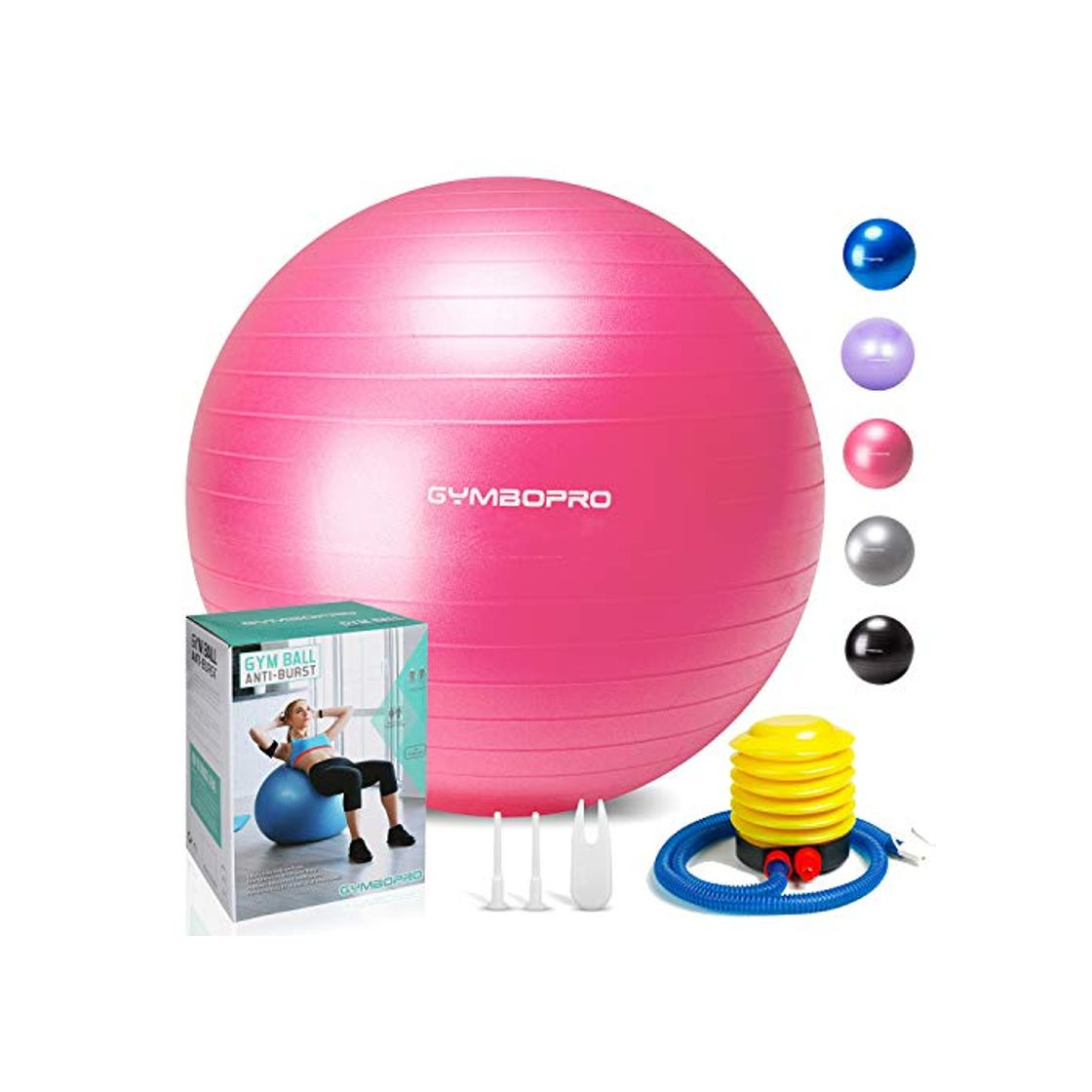 Social GYMBOPRO Fitness Pelota de Ejercicio - Bola Suiza con Bomba de Inflado,Bola