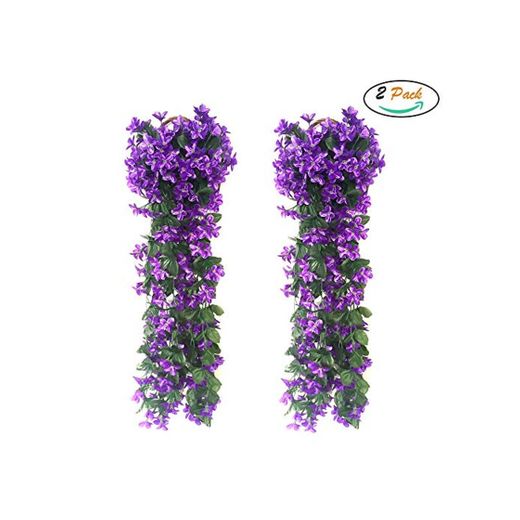FUJIE 2 Piezas Artificiales De Colgantes Plantas Simulation Violet Flower Wisteria artificial