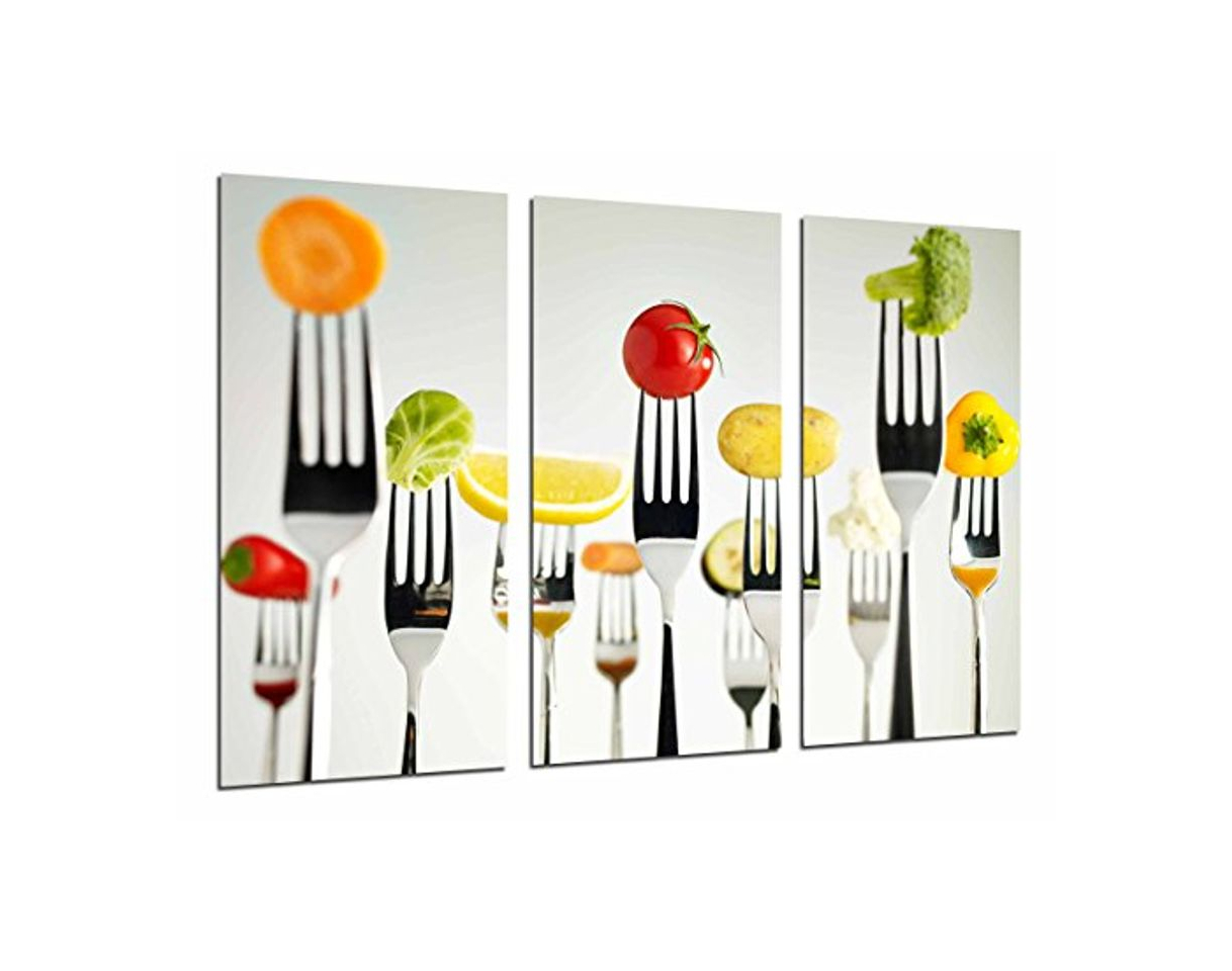Social Cuadro Fotográfico Cocina Restaurante, Tenedores Fruta Verdura, Multicolor Tamaño total