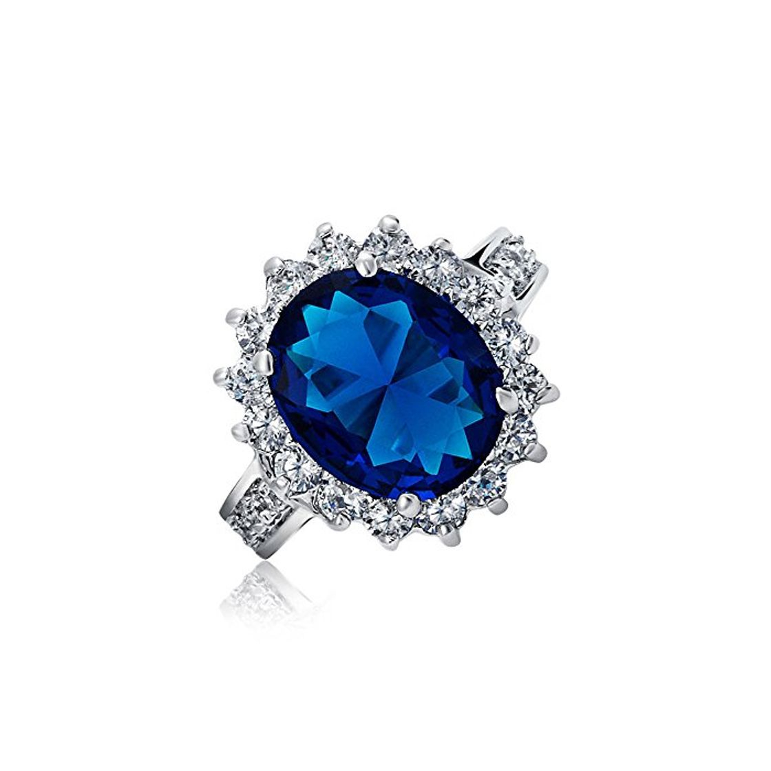 Productos Bling Jewelry 5Ct Royal Azul Oval Simulado Zirconio Cúbico CZ Corona Engrane