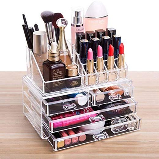FOBUY Caja acrílica Estante de maquillajes Maquillaje Cosméticos Joyería Organizador