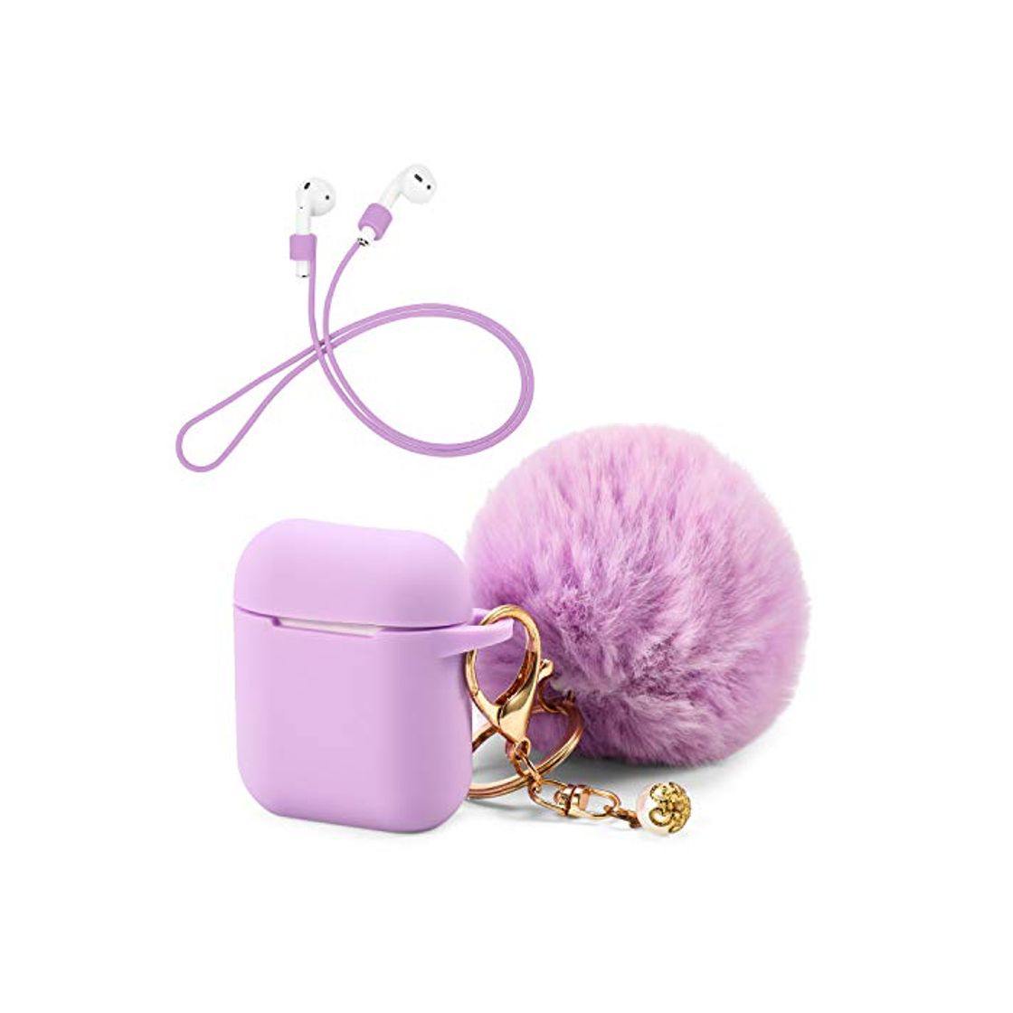 Products OOTSR Funda Protectora con Lindo Llavero Pompom Ball, Compatible con Apple AirPods