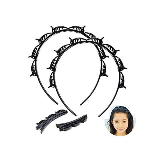 SUNSK Juego de horquilla de peinado con doble flequillo accesorio para el cabello Pinza De Flequillo De Tejido Profesional Diademas De Moda 4 piezas