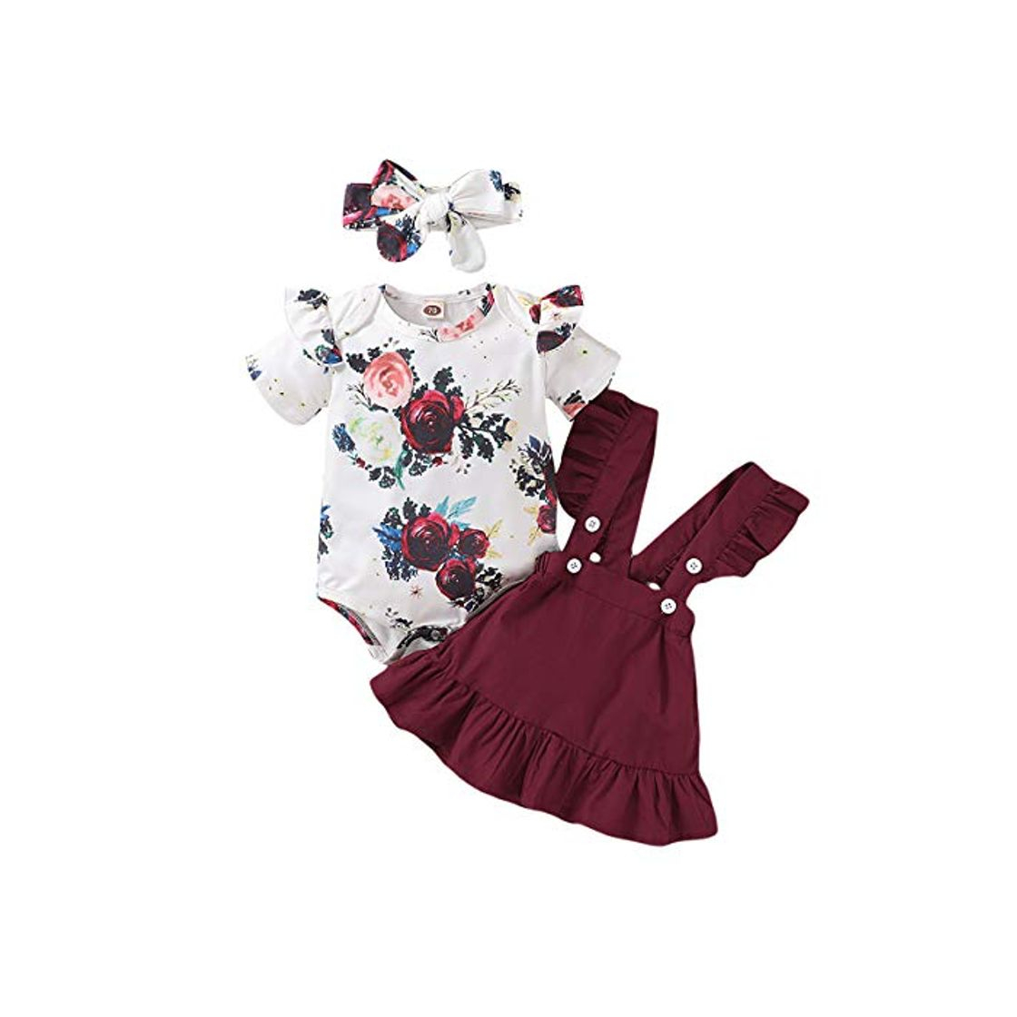 Fashion puseky Conjunto de Trajes de Diadema con Volantes Florales para Niñas Recién