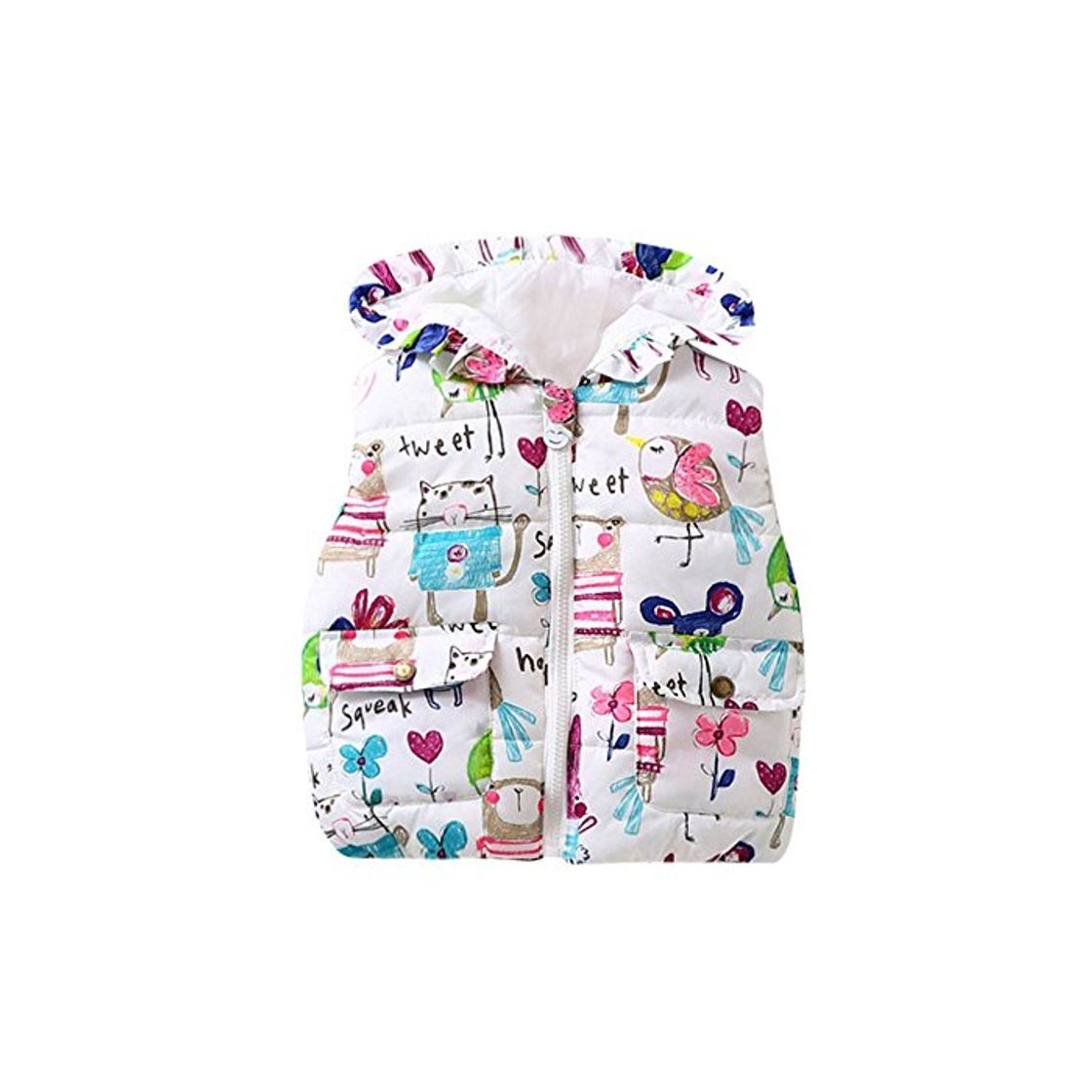 Fashion Fossen 1-4 años Invierno Bebe Niñas Chaleco con Capucha Chaquetas de Cremallera